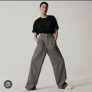 Everlane Way-High Drape Pant in Gingham